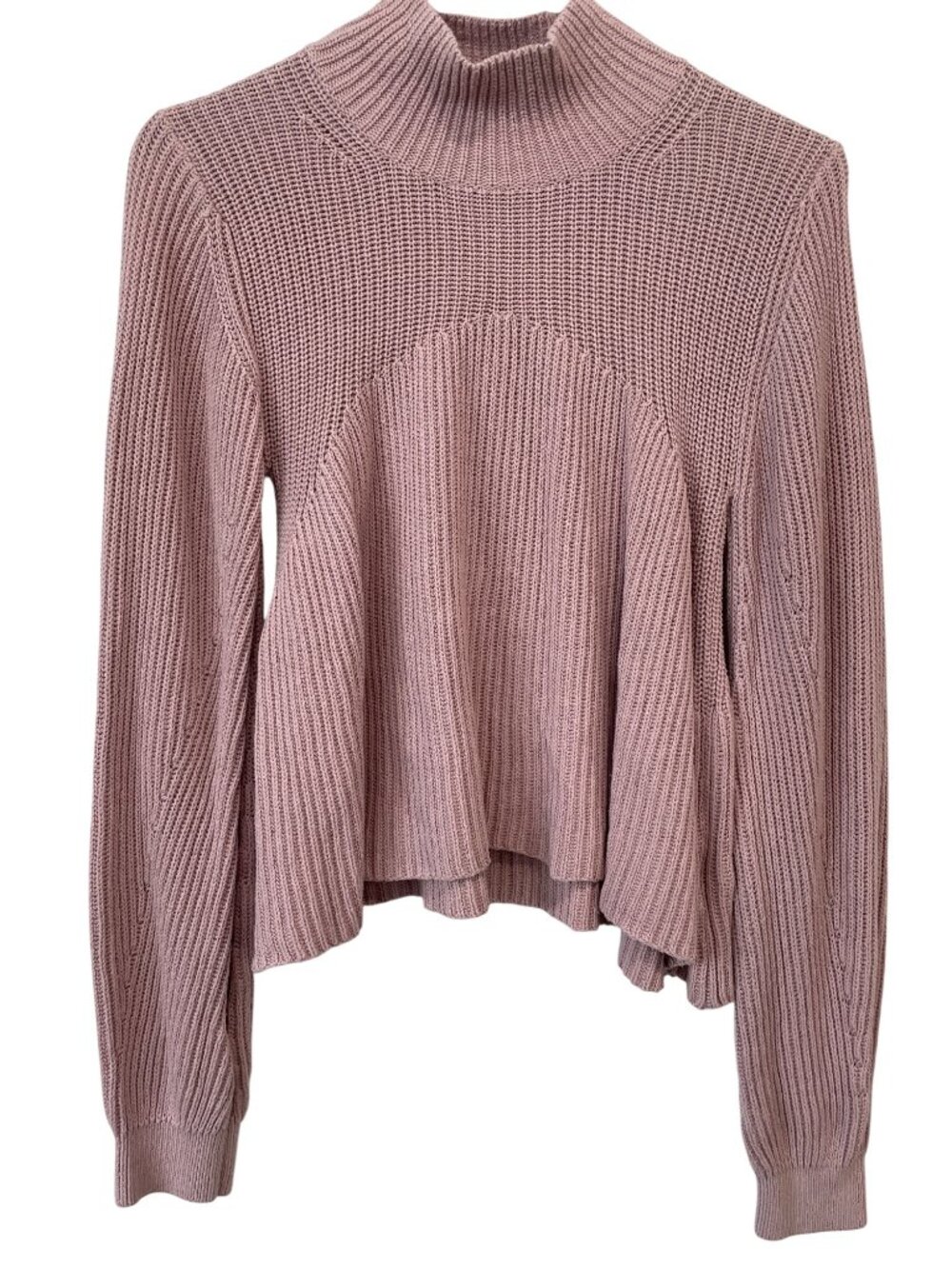 525 Sweater Small Turtleneck Long Sleeve Pullover Pink Cotton Cozy Chic Knitwear